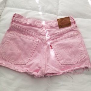 Levi's High Waisted 501 Pink Denim Shorts Size 25